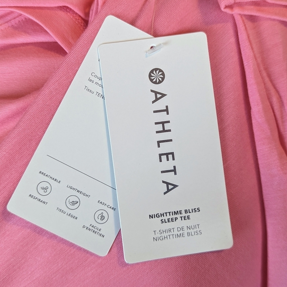 Athleta Nighttime Bliss Sleep Lounge T Short Sleeve Relaxed Fit Hot Pink XL NWT - Picture 13 of 13